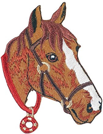 PFERD / HORSE - Kopf / Head - Aufbügler / Iron On Patch / Applikation - ca. 5 x 7,5 cm