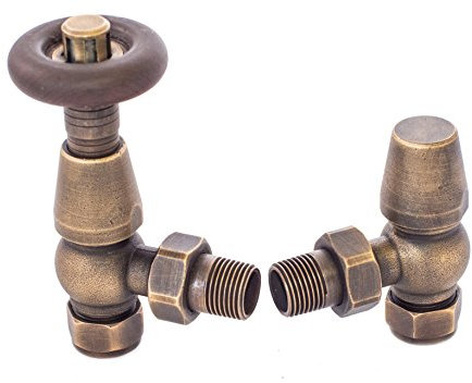 Chelsea TRV Traditional Themed Thermostatic Antique Radiator Valve Set Pair (Antique Brass CHELRVAB)