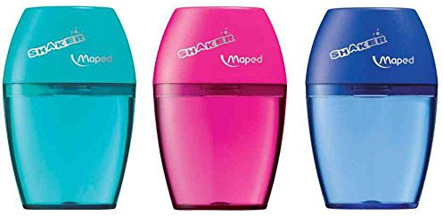 MAPED Lot de 3 Shakers 1 taille-crayon a un trou bleu, rouge OU rose sans choix possible