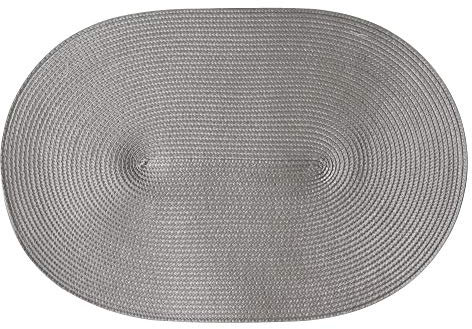 6 Stück Continenta Tischsets geflochten, ovale Form, Platzsets, Platzmatten, Tischmatten in Gastro Qualität, 45 x 31 cm, grau, Set by Danto®