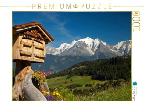 CALVENDO Puzzle Blick vom Dorf Cordon auf das Mont-Blanc-Massiv | 1000 Teile Lege-Größe 64 x 48 cm Foto-Puzzle für glückliche Stunden