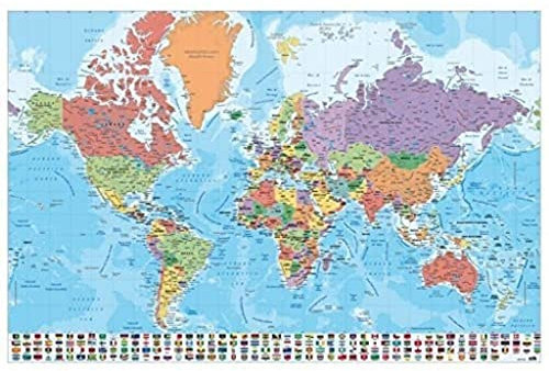 Grupo Erik World Map Poster - 36 x 24 inches / 91.5 x 61 cm - Shipped Rolled Up - Cool Posters - Art Poster - Posters & Prints - Wall Posters