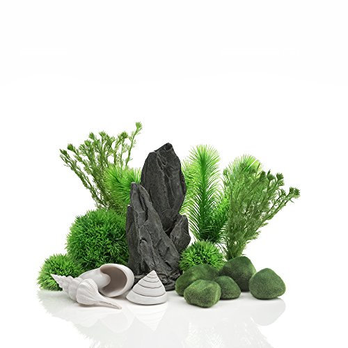 biOrb 48445 Decor Set 30L Stone Garden - realistische Aquariendekoration, künstliche Wasserpflanzen, Wurzeln und Steine, schönes Aquariendesign, für Süßwasser, Meerwasser
