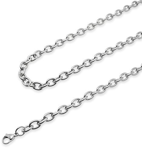 SoulCats Gliederkette Edelstahl Halskette Set Königskette, Größe: 7 mm, Auswahl: Kette 40 cm, Farbe: Silber