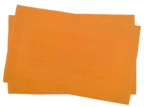 Julie Julsen 2er Pack 60 x 100 cm Badvorleger in Premium Qualität 900 gm2 in aktuellen Farben und 4 Größen aus Baumwolle Badematte Badteppich Duschvorleger Design Spirale Orange