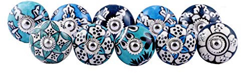 10 mix assorted multicolor Ornate Blue Green Ceramic Drawers Knobs Door Cupboard Pulls Indian Mix Knobs.Express Priority Shipping