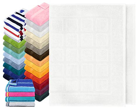 Dyckhoff Traumhaft weiche Bio-Handtuchserie - erhältlich in 22 modischen Unifarben in 7 verschiedenen Größen, sowie 7 Streifen-Variationen, 1 Badvorleger 50 x 80 cm, weiß