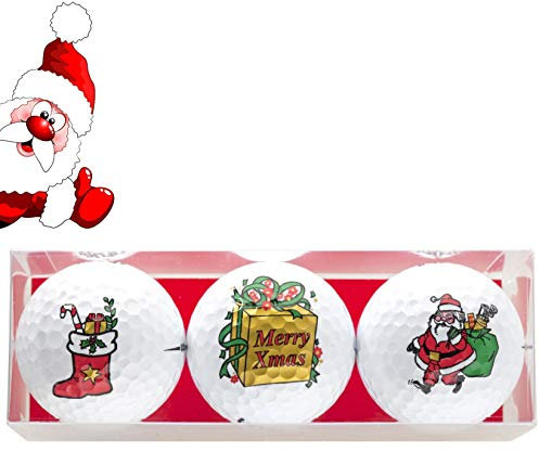 Golfgeschenk 3 Golfbälle im Weihnachts-Design Nikolausstiefel, Geschenk, Santa