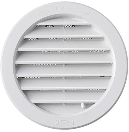 La Ventilazione T12DRB, Griglia di Ventilazione in Plastica Tonda da Incasso, diametro interno 121 mm, esterno 150 mm, Bianco