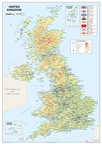 Karte vom Vereinigten Königreich Großbritannien und Nordirland, A2-Format, 42 x 59,4 cm