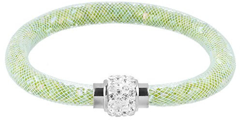 Mianova Damen Armband Armreif Stardust mit Kristallen Glitzerkugel und Magnetverschluß Hellgrün