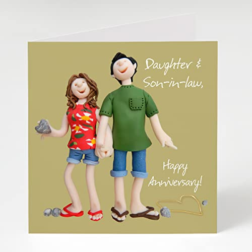 Holy Mackerel daughter and son-in-law wedding anniversary card - designed by artist Erica Sturla - 15cm square and blank inside for your message - made in the UK