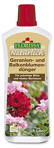 Florissa Natürlich BIO Geraniendünger und Balkonblumendünger für üppige | lange Blüte am Balkon und Terrasse | 1 L für 130 L Wasser