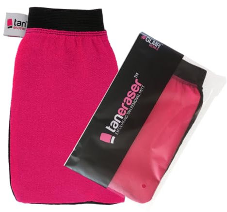 Tan Eraser Fake Tan Remover Exfoliating Mitt | Salon Recommended Exfoliator Glove Easily Removes Any Spray or Self Tanner (Pink/Black)