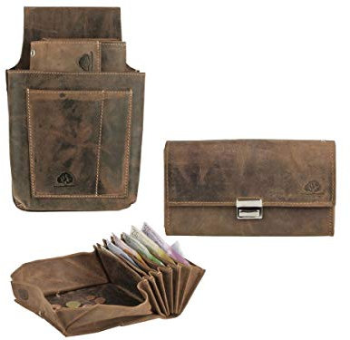 Greenburry Kellnerset Kellnergeldbörse Kellnerbörse Kellnergeldbeutel Kellnertasche braun