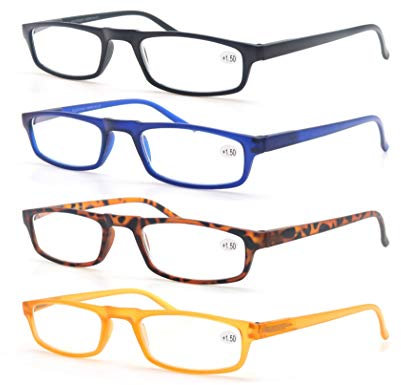 MODFANS 4 Pack Lesebrille 1.25 Herren/Damen,Gute Brillen,Hochwertig,Komfortabel,Rechteckig,Super Lesehilfe,fur Manner und Frauen