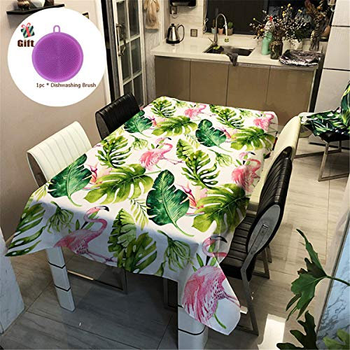 Treer Tischtuch Pflegeleicht, 3D Polyester wasserdichte Rechteckige Tischdecke Abwaschbar Pflegeleicht Eckig Halloween Schmutzabweisend Lotuseffekt Effekt (140x140cm,Flamingo)
