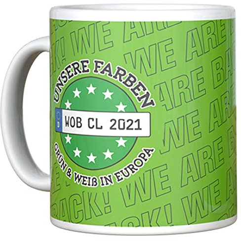 VfL Wolfsburg - Grün&weiß Tasse, Klassiker, 1 Stück, Hitzebeständig und robust, Zuhause, Kaffee-Tasse