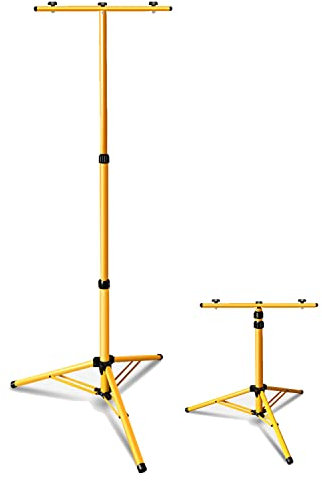 Lospitch - Trípode de construcción telescópico, amarillo, acero, soporte para iluminación, altura ajustable, doble cabezal, 80-158 cm, 30 kg, IP65