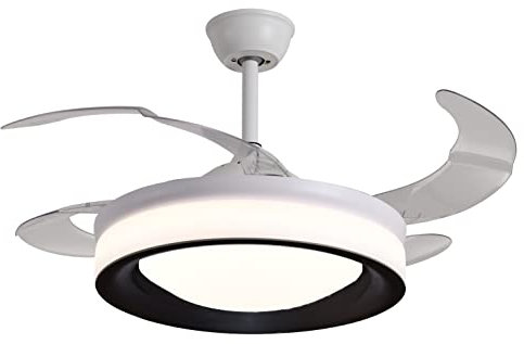 BEL AIR HOME - Ventilador Plafón de Techo TITAN Motor DC con Aspas Desplegables con Luz Led 36W (3000K, 4000K, 6500K) Con Mando a Distancia Incluido (BLANCO/NEGRO)