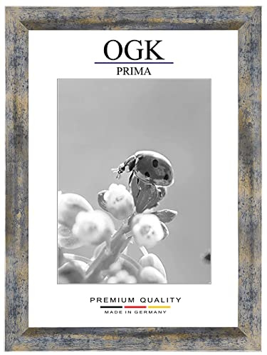 Online-GalleryKing OGK Holz Bilderrahmen 67 x 90 cm in Blau Gold Silber | Foto | Poster | Puzzle | Galerie | Rahmen