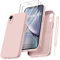Qasyfanc HandyHülle für iPhone XR Hülle Silikon case mit 2 Stück Schutzfolie, Ultra Microfiber TPU Flüssig silikon mit Kameraschutz Kratzfeste Rundumschutz Schutzhülle 6.1'' - Rosa