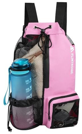 flintronic Rucksack mit Kordelzug, Wasserdichte Schwimmtasche, Sport-Turnbeutel mit Nass-und Trockenfach, Netztaschen mit Kordelzug, Großer Sporttasche für Männer&Frauen, für Strand, Schwimmen, Sport