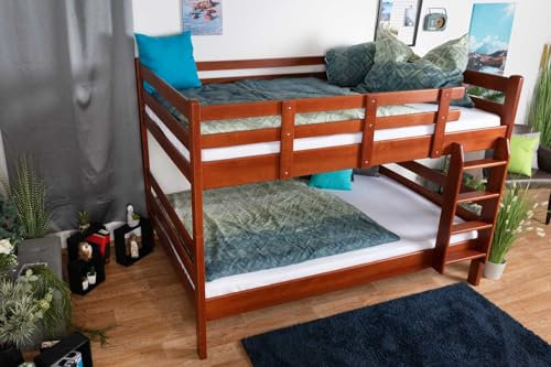 Etagenbett/Stockbett 160 x 200 cm Easy Premium Line K24/n, Kopf- und Fußteil gerade, Buche Massivholz Kirschfarben lackiert, teilbar