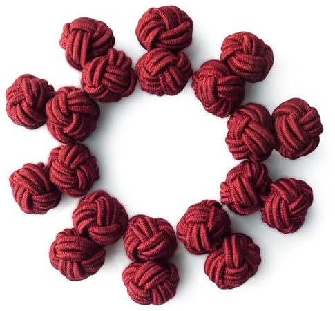 HONEY BEAR 5 Paar Herren/Damen Seide Stoff Knoten Seidenknoten Manschettenknöpfe Set (Dunkelrot ohne Box)