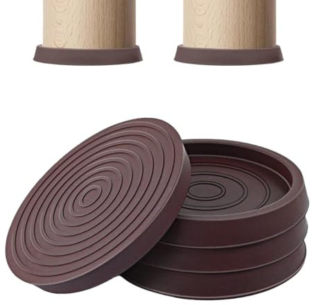 Lot de 4 dessous de verre de meubles, butées de roue de lit, roulettes de meubles en caoutchouc de 6,3 cm, patins antidérapants pour lit, armoire, piano, pieds de meubles, protection de sol, marron