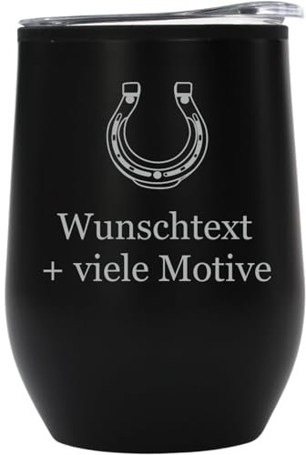 Trinkbecher mit Deckel - personalisierter Becher Bowl Schwarz 350 ml mit Gravur und Motiv - für heiße und kalte Getränke, doppelwandig, Innenseite aus PP, Weinbecher, Geschenkidee