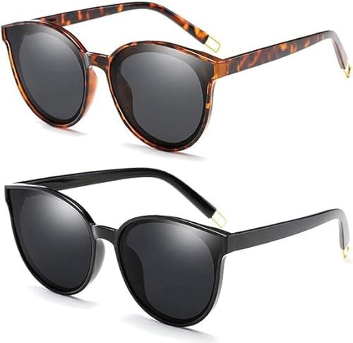 Dollger Polarized Oversized Sonnenbrille für Herren Damen Trendy Cateye Sonnenbrillen Designer Retro Damen Sonnenbrille mit UV-Schutz Schwarz+Leopard