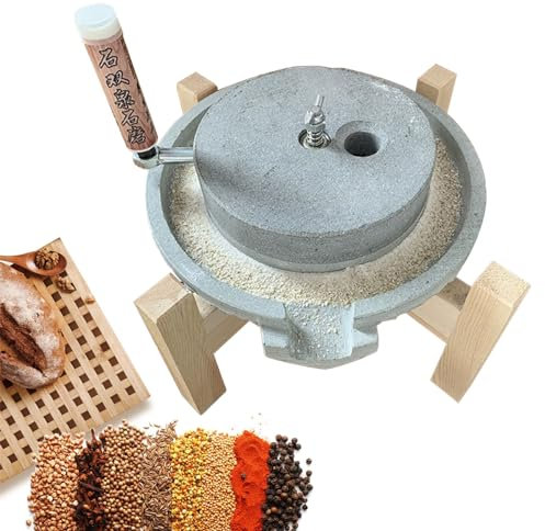 MZZKFC Getreidemühle Hand-Soja-Getreidemühle aus Stein, Hochleistungs-Steinmühle aus Blaustein, Haushalts-Lebensmittelmühle für Gerste, Sesam, Mungobohnen, Getreide, Reis