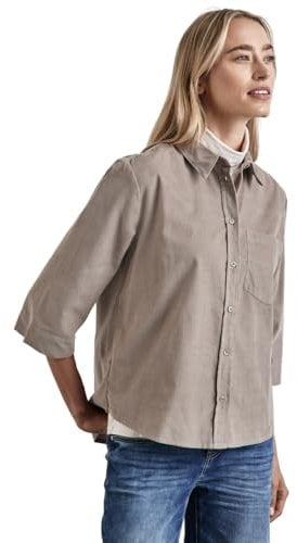 STREET ONE Damen A345122 Softe Cord-Bluse, Driftwood Beige, 44 EU