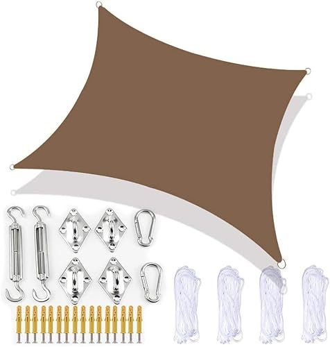 Tenda parasole per esterni, con kit di fissaggio resistente, impermeabile, blocco UV, rettangolare, per patio, giardino, include 4 corde di fissaggio lavabili e tende da sole disponibili in 15 misure