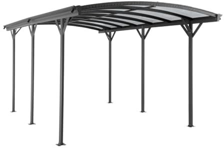 Vente-unique - Carport pergola Simple autoportant en Aluminium - 1 Voiture - 15,15 m² - Gris Anthracite - BARESA