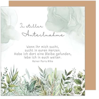 Edition Seidel Premium quadratische Trauerkarte mit Umschlag. Beileidskarte Karte mit Spruch In stiller Trauer Mitgefühl stille Anteilnahme Abschied herzliches Beileid Blumenwiese (TQ142 SW025)