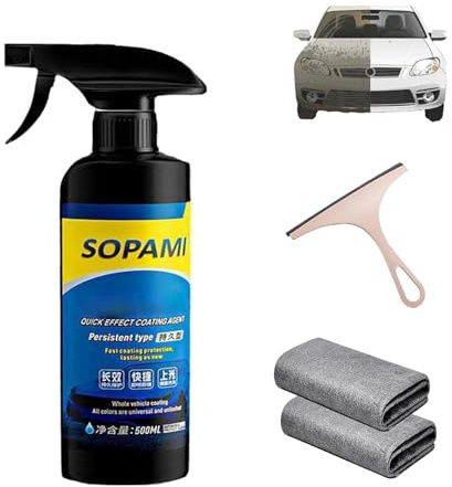 Sopami Car Coating Spray, Quick Effect Coating Agent, Automotive Glass Oil Film Remover, Multi-Functional Car Windows Oil Film Cleaning Removal Spray for All Vehicles (1 PC)