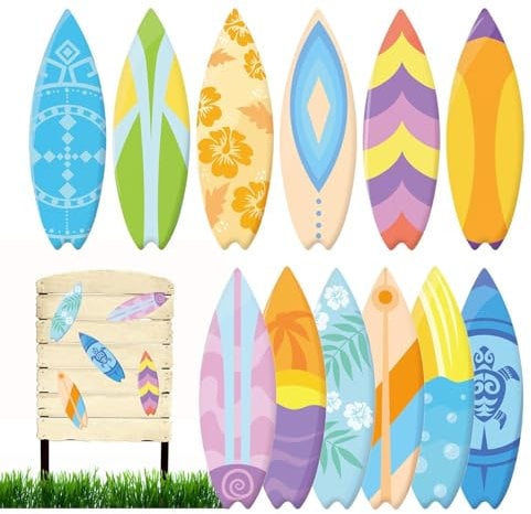Hawaii Surfboard Aufkleber, 60-teiliges -Themen-Set, süße Bunte Sommerparty Favoriten, Wanddekoration, Tropische Vibe Aufkleber für Männer und Frauen