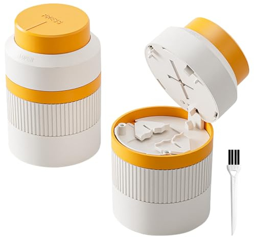 Dzmuero Tablettenteiler, Tablettenschneider, Einstellbar, 1 in 4 unterteilt, 3 in 1, Multifunktionaler Medizinschneider, Tablettendose für alle tabletten kostenlos(Gelb)