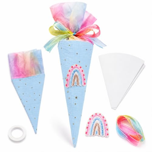 DONGZQAN Schultüte Jungen Geschwister, Zuckertüte Junge, Schultüte Füllung Zuckertüte Schultüten für Schüler Studenten (Blau)