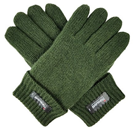 BRUCERIVER Herren Rein Wolle Strick Handschuhe mit Fleece Futter Größe L/XL (Grün)