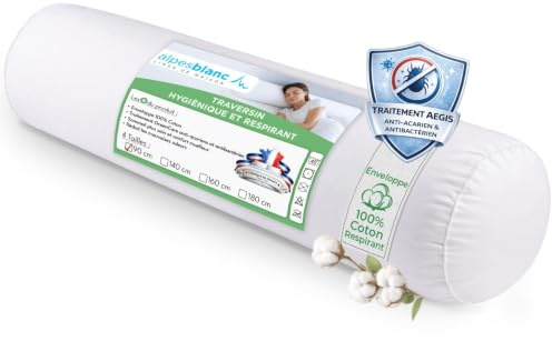 Traversin anti-acariens 90 cm - Fabrication française - Confort moelleux