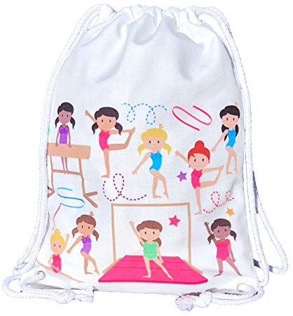 HECKBO Mädchen Turnbeutel, Balletttasche Baumwolle - Turnerinnen, 40x30cm, Turnunterricht, Kindergarten, Krippe, Reise - Mädchen Turntasche