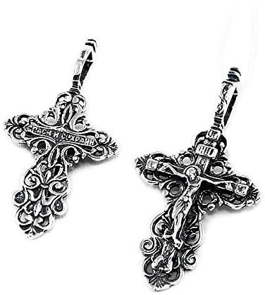 NKlaus Kettenanhänger Jesus Kreuz orthodox 925 Silber 28x21mm, 1 Stück | echtes 925er Sterlingsilber; silber kreuz orthodox