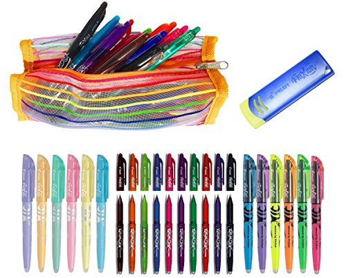 Pilot Frixion Tintenroller (radierbar) (1, 10 + 6 + 6 Maxi Set) 10 Frixion Ball | 6 Frixion Light | 6 Frixion Pastell mit Tasche und Remover