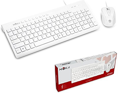 MYKA Kit Tastiera E Mouse con Filo USB 2.0 Bianco White KM-L02WH 3200DPI Regolabili Tasti Low Profile Design Elegante