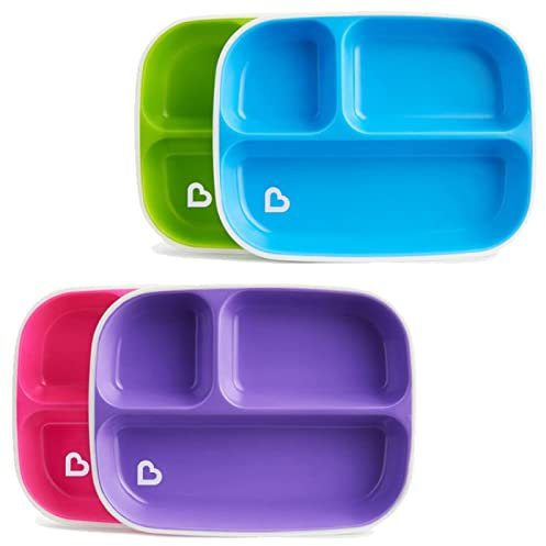 Munchkin Splash Divided Toddler Plates (2 Pack) | BPA-Free, No-Slip Bottom| Microwave & Dishwasher Safe | Assorted ColorsMunchkin Splash Divided Toddler Plates (2 Pack) | BPA-Free| Assorted Colors