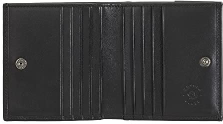 Nuvola Pelle Herren Brieftasche Klein aus Nappa Leder mit Münzfach Wiener Schachtel und Kreditkartenfächern Schwarz