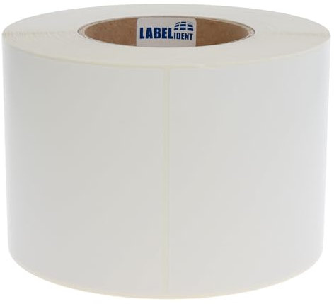 Thermotransfer-Etiketten auf Rolle weiß - 4x6 Zoll - 100 x 150 mm - Papier, extrem permanent - 500 Reifenetiketten auf 1 Rolle/n, 76 mm Kern, Blanko Rollenetiketten mit Trägerperfo., leicht glänzend